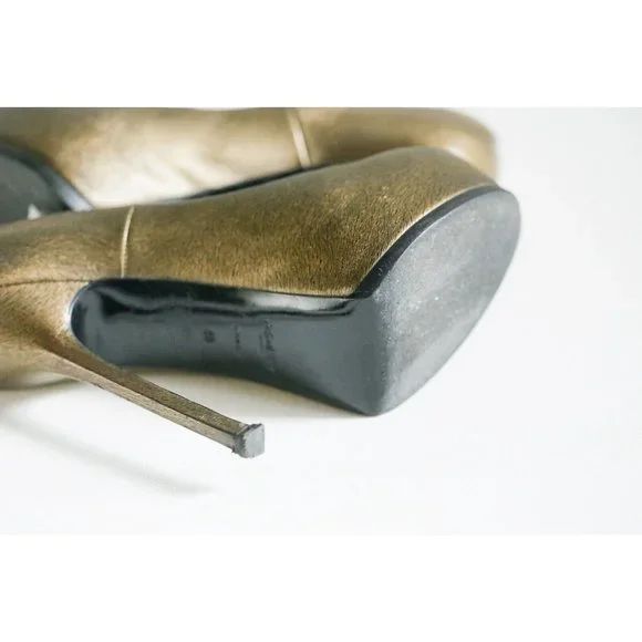 Yves Saint LAurent Paris Bronze Tribtoo Super High Hidden Platform Heels 40 - Picture 12 of 12